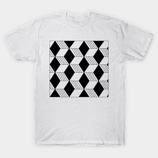 Nirmana 3d squares cubes black and white illusion T-Shirt